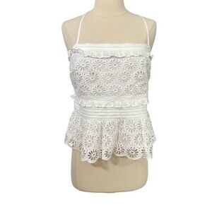 J. Crew White Camisole Ruffled Peplum Top